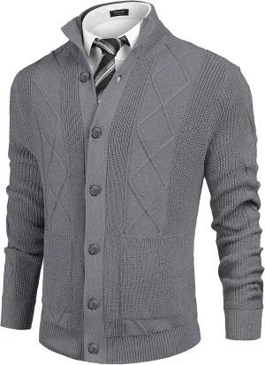 Casual Stand Collar Button Down Cardigan with Pockets (US Only)