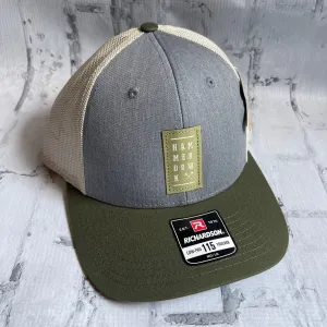 Hammer Down "Green HD Stacker" Hat - Heather Gray and Olive with Leather Patch